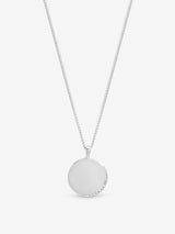 Next Inicio Sterling Silver Plated Tone Pave Edge Personalised Pendant- Buy online at McGrocer