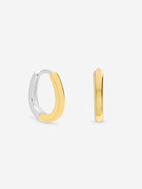 Next Inicio Sterling Silver Plated Two Tone Half and Half Hoop Earrings- Buy online at McGrocer