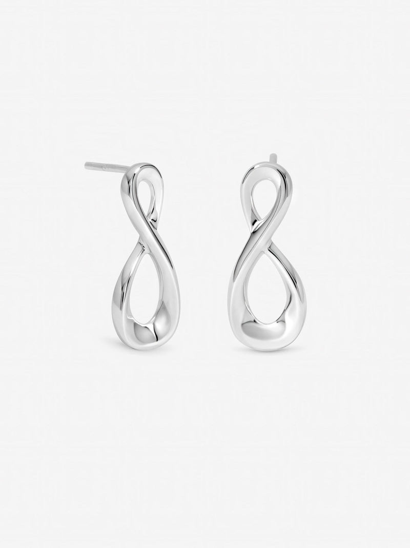 Inicio sterling silver plated infinity stud earrings (British brand)