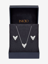 Next Inicio Sterling Silver Plated Puff Heart Set - Gift Box- Buy online at McGrocer