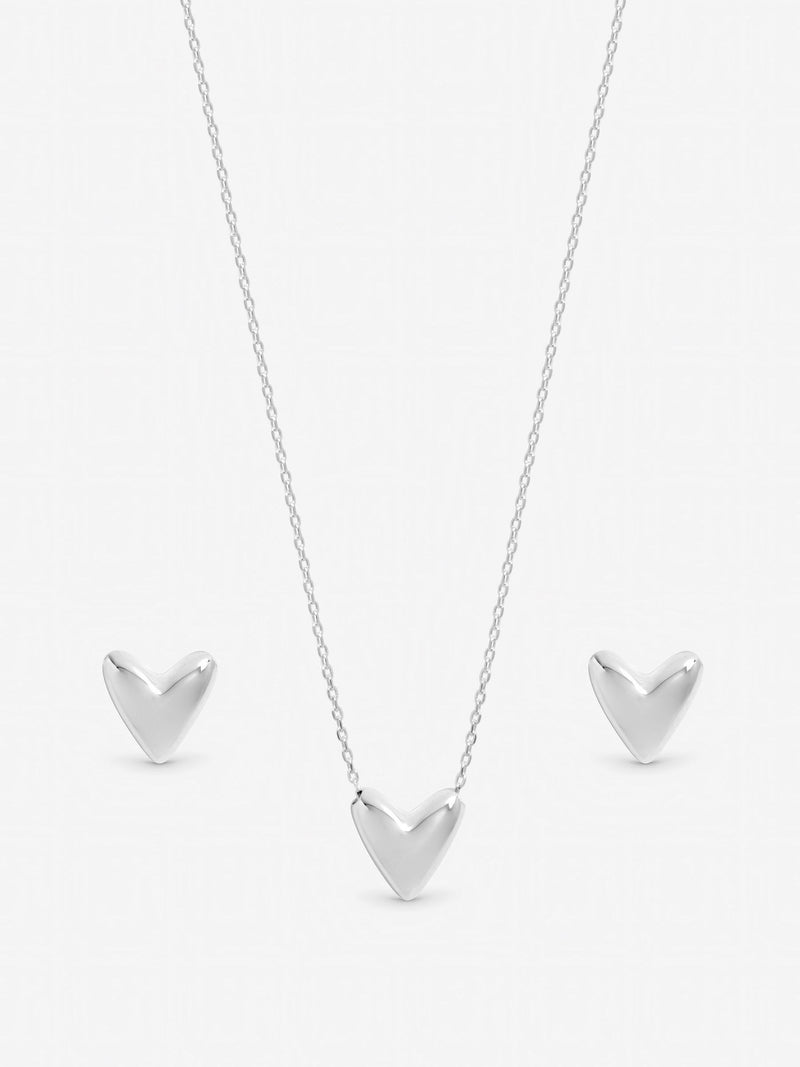 Inicio sterling silver plated puff heart set - British product