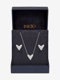 Inicio sterling silver plated puff heart set - British product