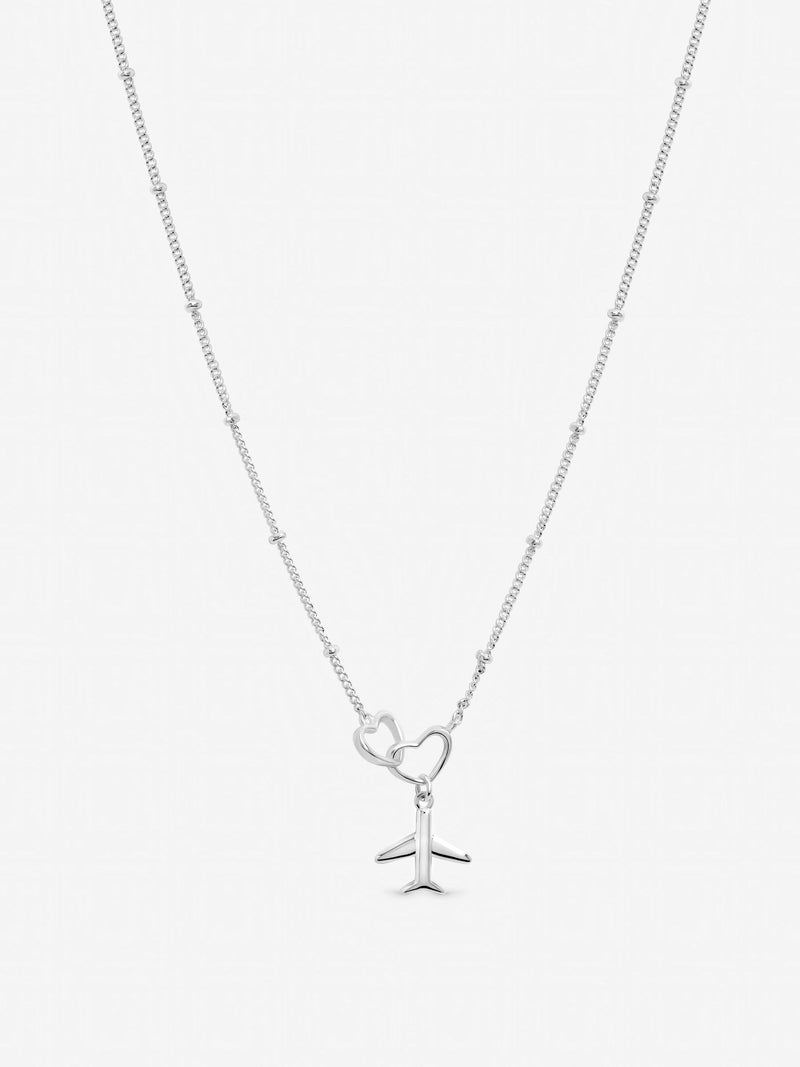 Inicio sterling silver heart plane necklace - imported from the UK