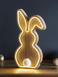 Lights4fun wooden bunny neon light 30cm, imported from the UK