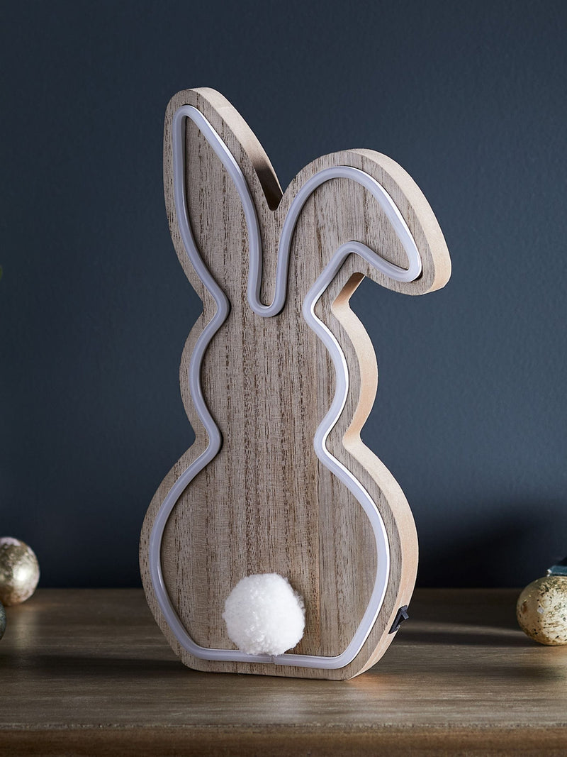 Lights4fun wooden bunny neon light 30cm, imported from the UK