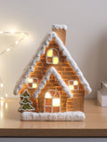 Lights4fun light up gingerbread house white brown 23cm - British product