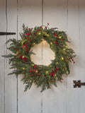 Lights4fun pre lit red berry Christmas wreath 45cm (British brand)