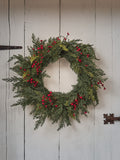 Lights4fun pre lit red berry Christmas wreath 45cm (British brand)