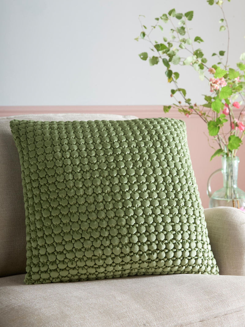 Appletree olive bobble velvet cushion 55x55cm (British brand)
