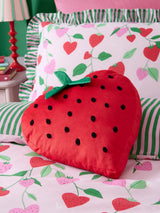 Next Bedlam Red Strawberry Velvet Shaped Cushion- Buy online at McGrocer