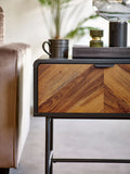 Julian Bowen Alvin lamp table black and natural with chevron drawer (British brand)