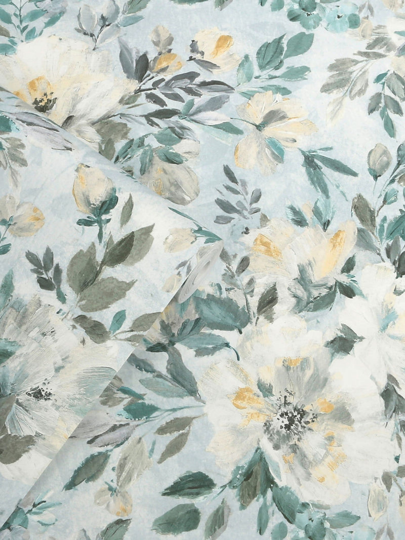 Laura Ashley wallpaper sample Elowen Peony pale teal A4, imported from the UK