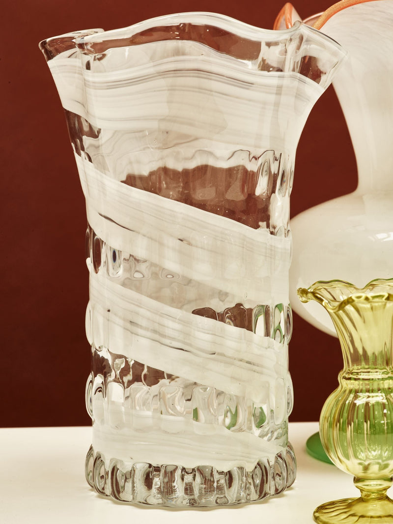 Oliver Bonas Juana spiral clear glass vase 26cm (British brand)