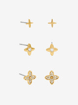 Next Inicio Gold Tone Polished and Crystal Clover Earrings Pack of 3- Buy online at McGrocer