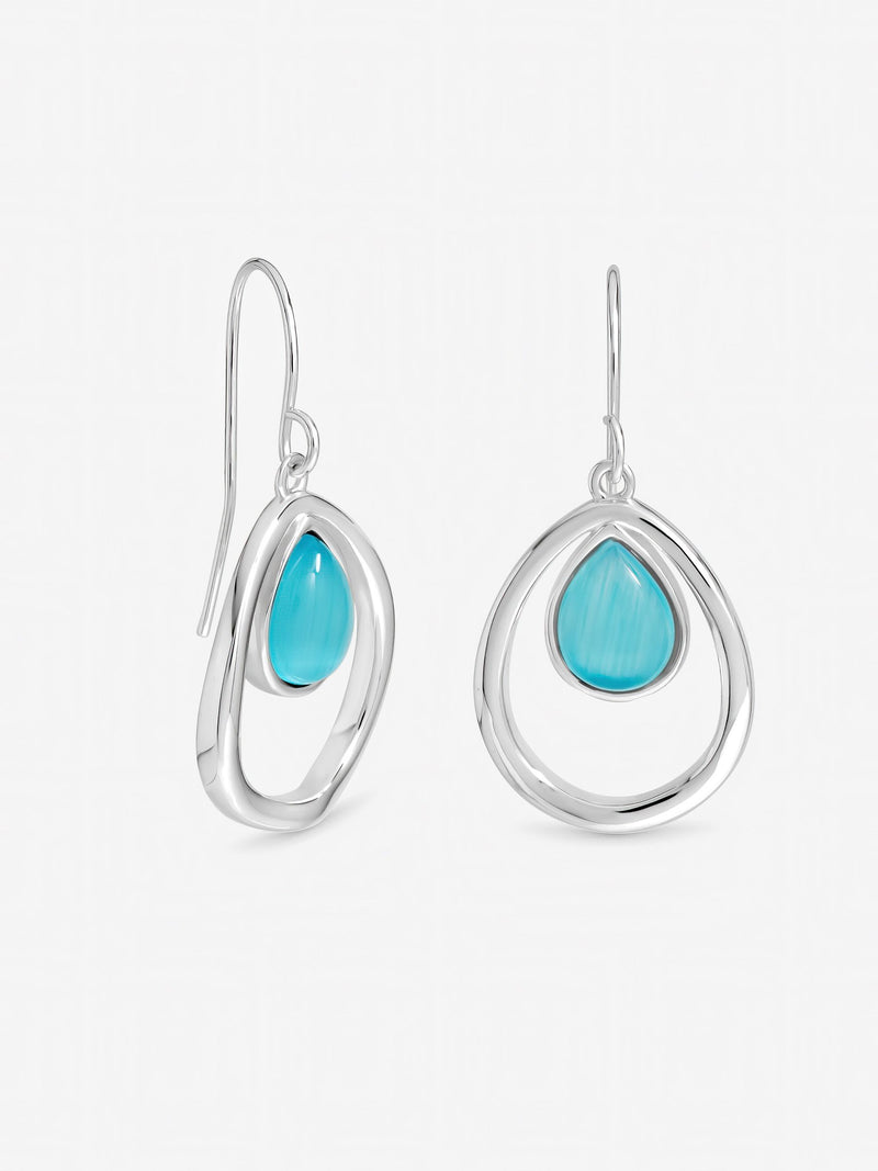 Inicio blue cats eye drop earrings 14.5mm 17.5mm imported from the UK