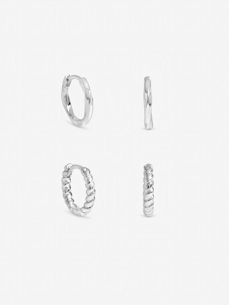 Inicio sterling silver plated hoops pack 14mm - British product