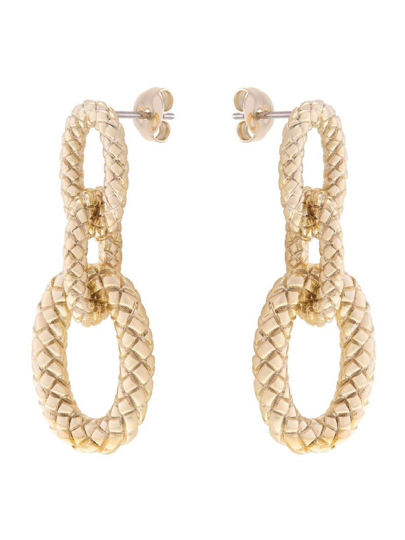 Karen Millen gold tone woven link drop earrings (British brand)