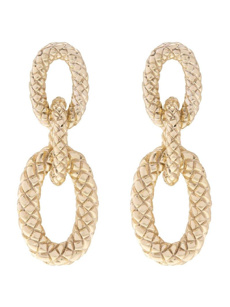 Karen Millen gold tone woven link drop earrings (British brand)
