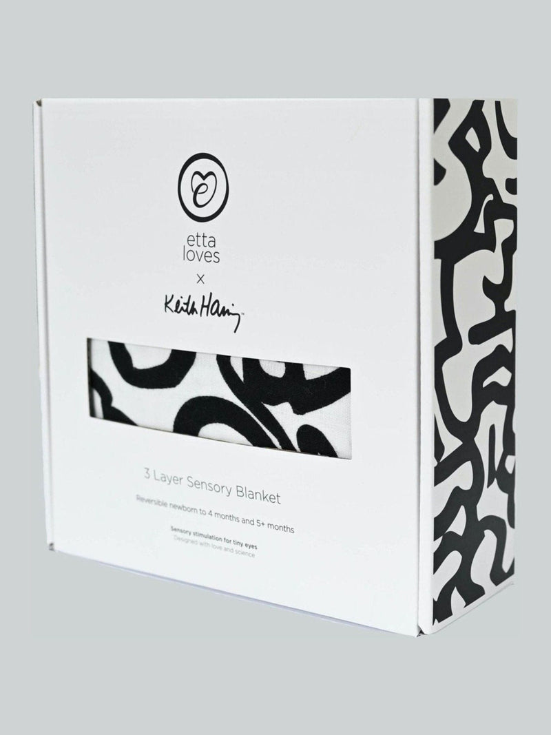 Etta Loves black and white sensory muslin blanket, UK version