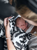 Etta Loves Black Fern Print sensory blanket 120x120cm - British product