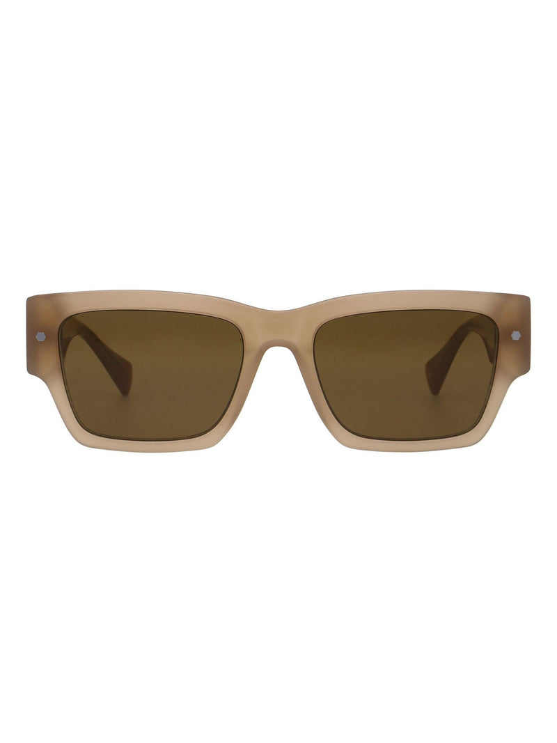 AllSaints IGGY square sunglasses in milky cognac (British brand)