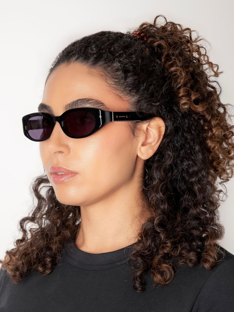 AllSaints LOLA black acetate sunglasses with dark grey lenses (British brand)