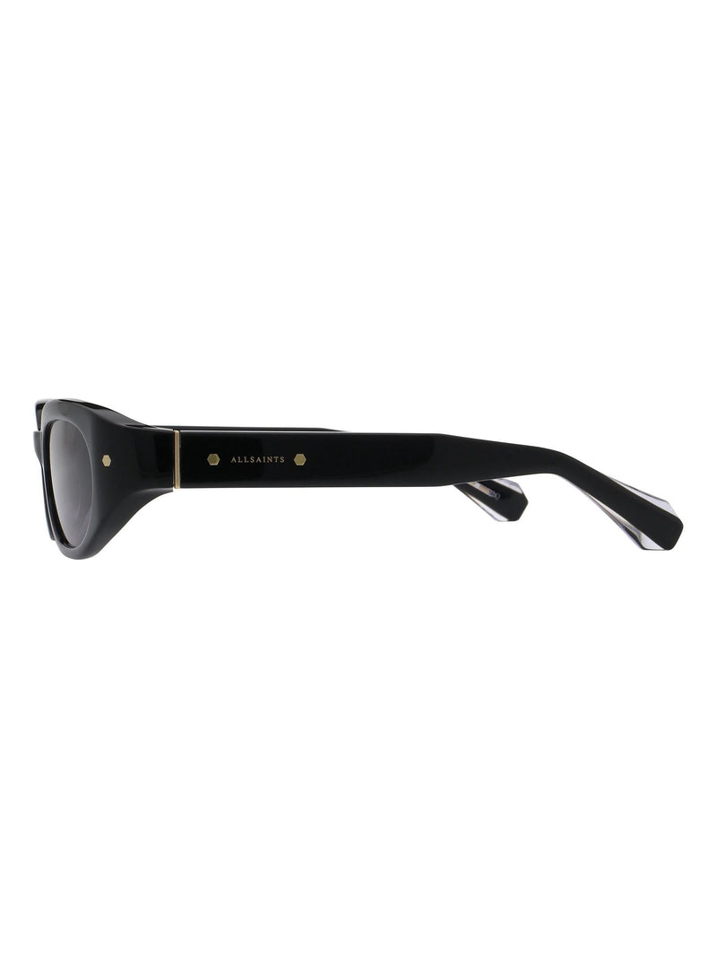 AllSaints LOLA black acetate sunglasses with dark grey lenses (British brand)