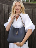 Luella Grey Blue Romany Hobo Tote, UK version