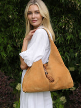 Next Luella Grey Brown Pandora Suede Hobo Bag- Buy online at McGrocer
