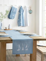 Next Catherine Lansfield Blue Salcombe Boats Cotton Dining Table Runner 33cm x 220cm- Buy online at McGrocer