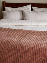 Next Nkuku Rust Nidra Medium Velvet & Linen Bed Quilt- Buy online at McGrocer