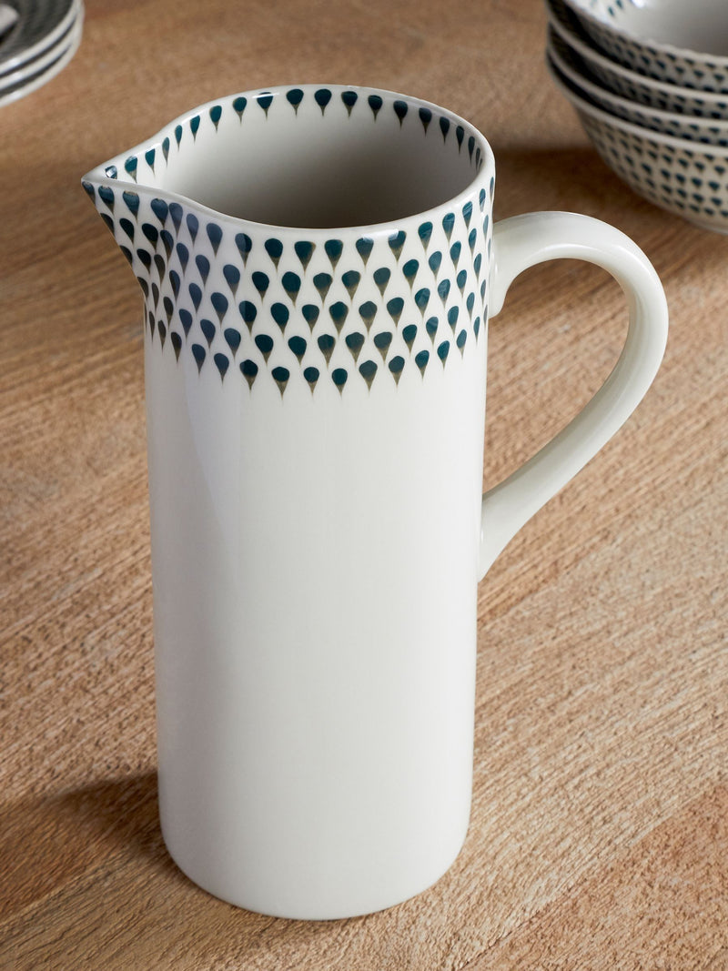 Nkuku Cream Juniper Drop large jug, imported from the UK