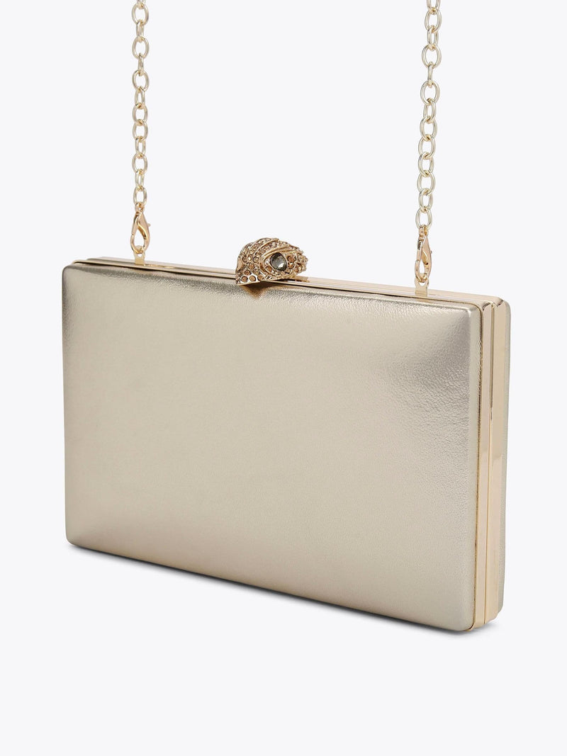 Kurt Geiger London gold crystal clutch bag, UK version