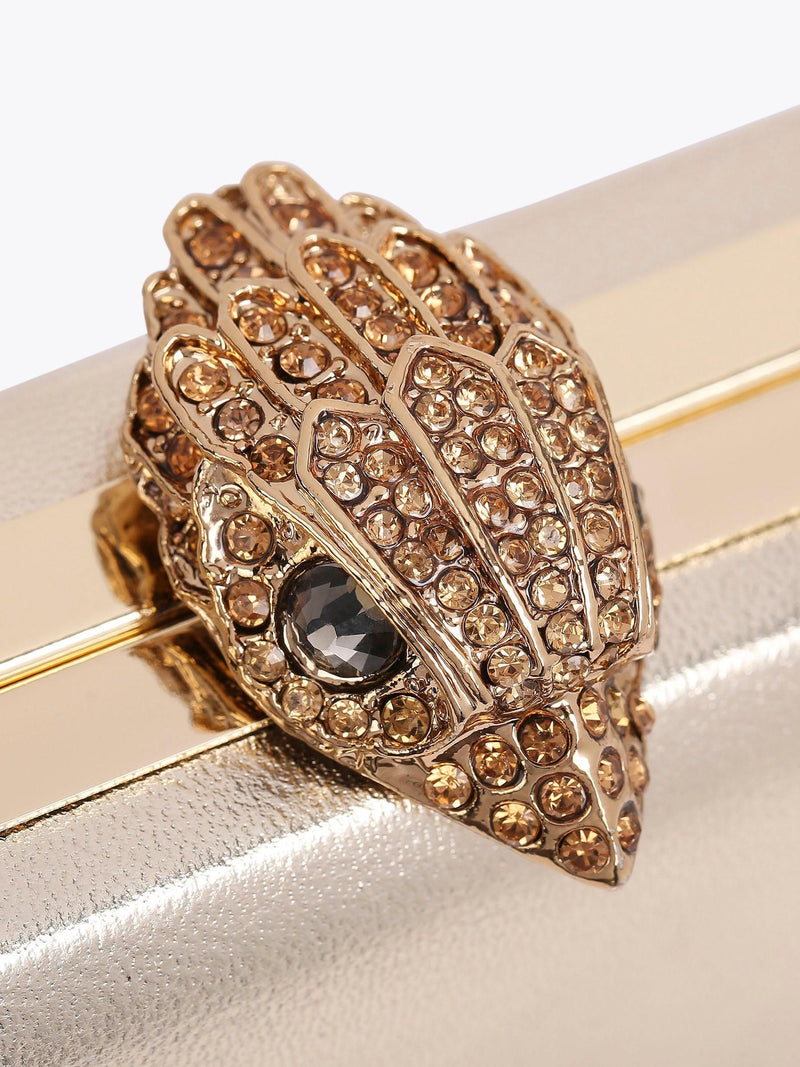 Kurt Geiger London gold crystal clutch bag, UK version