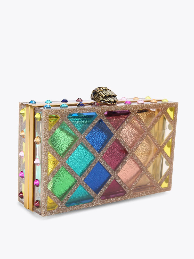 Kurt Geiger London crystal quilt box clutch bag - British product