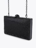 Kurt Geiger London black crystal Kensington clutch bag, imported from the UK