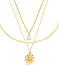 Orelia London gold pearl daisy three row necklace (British brand)