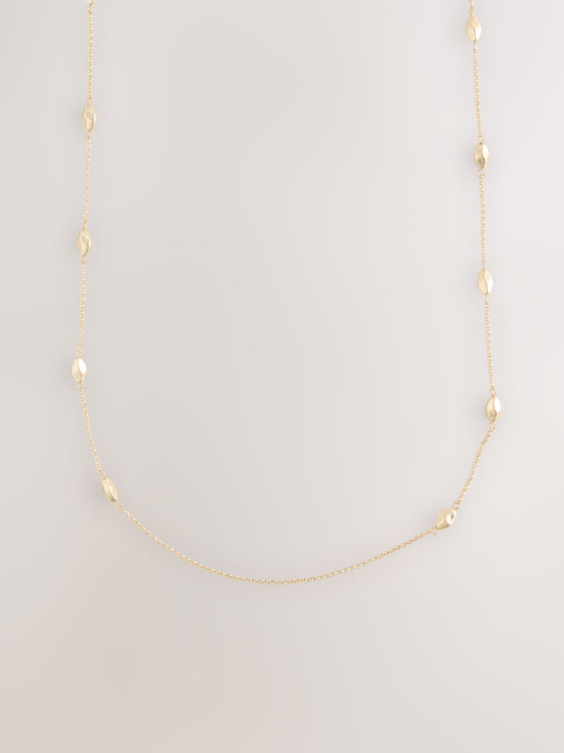 Gold tone rope beaded long necklace, imported from the UK