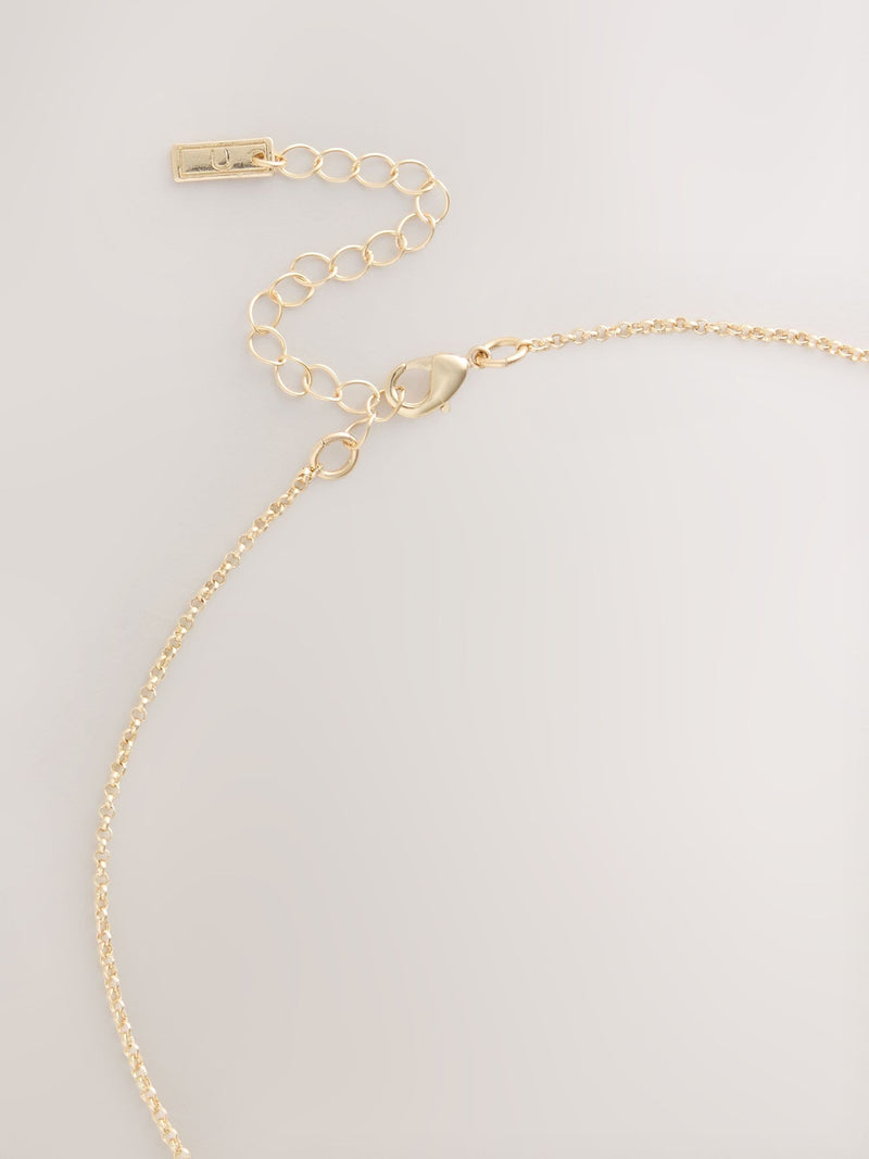Gold tone rope beaded long necklace, imported from the UK