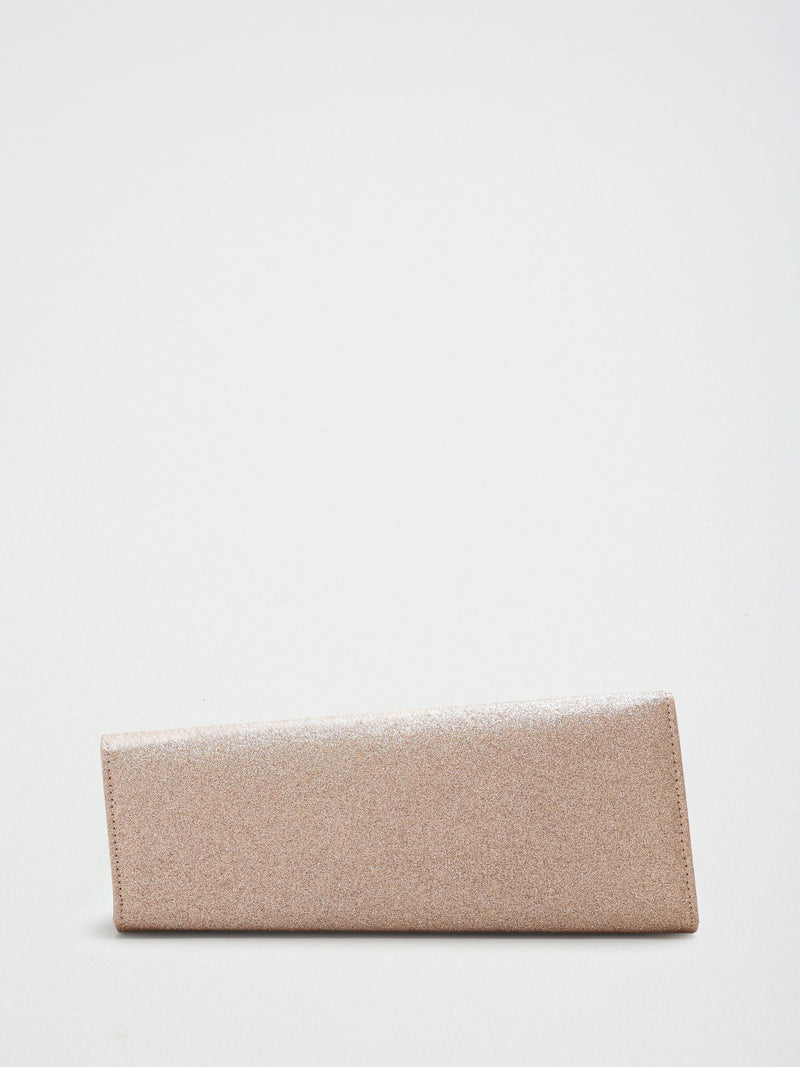 Lipsy gold glitter asymmetric clutch bag, UK version