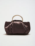 Lipsy chocolate brown satin corsage top handle bag (British brand)