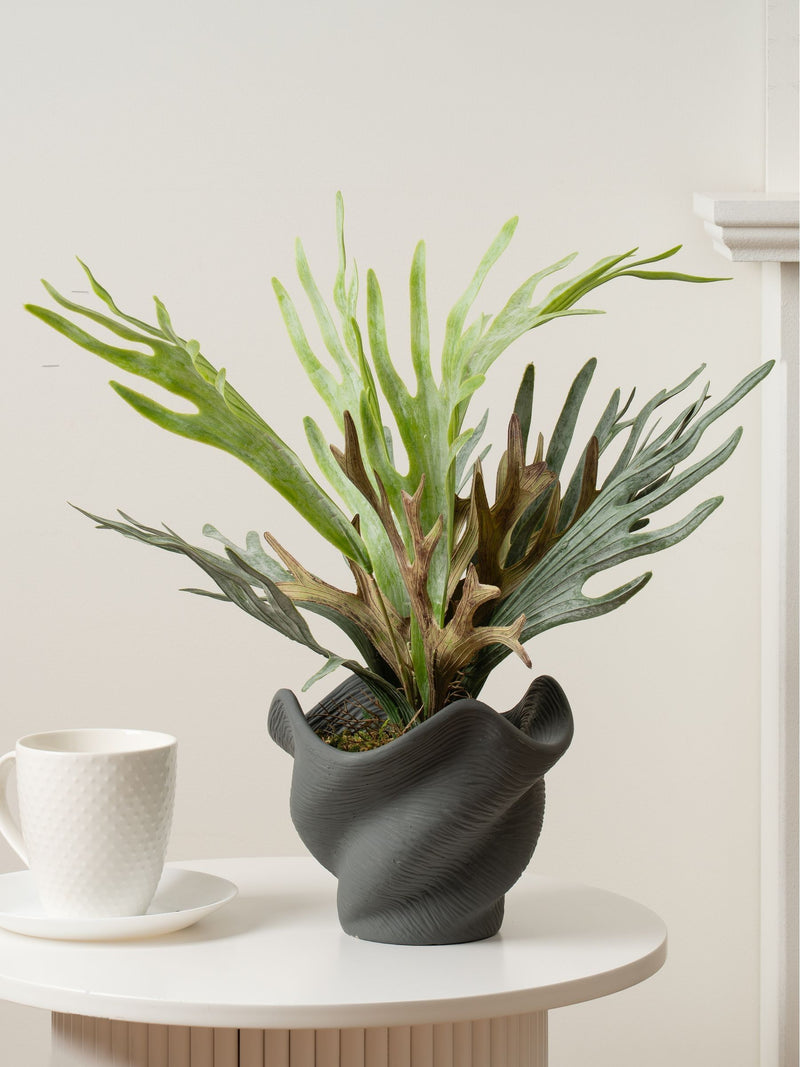 Scottish Everlastings artificial sea greens cement pot 53cm - British product