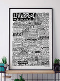 Sketchbook Design Liverpool landmarks framed wall art print - British product