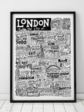 Sketchbook Design framed London landmarks wall art print, UK version