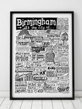 Sketchbook Design framed Birmingham landmarks print, imported from the UK