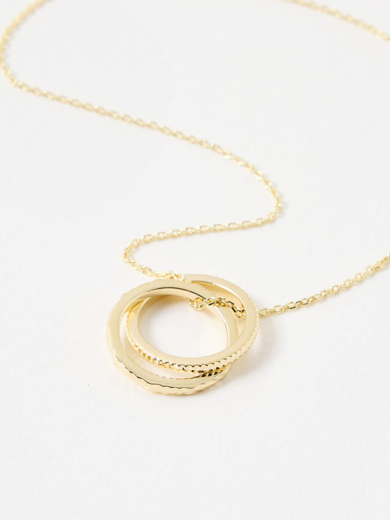 Oliver Bonas pendant necklace gold plated textured ring charm - British product