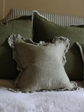 Ellenvale olive linen 45x45cm cushion cover (British brand)