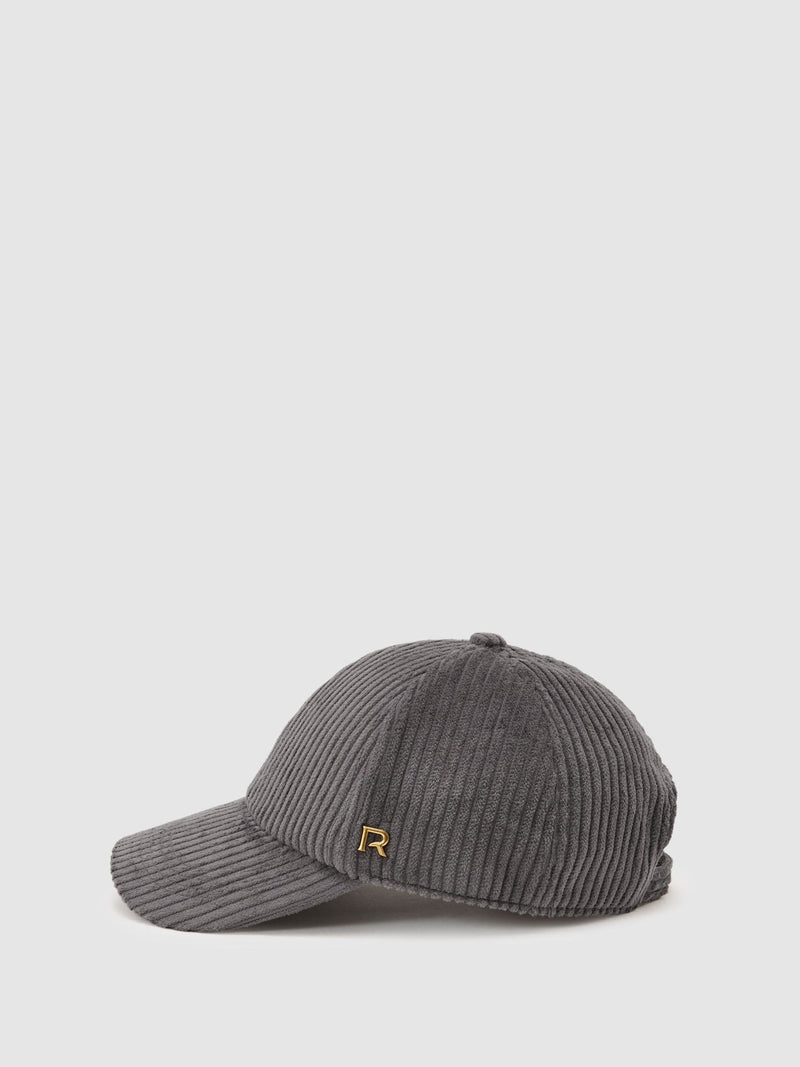 Reiss grey cotton corduroy baseball cap, imported from the UK