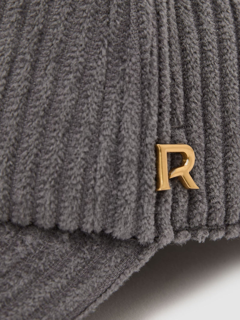 Reiss grey cotton corduroy baseball cap, imported from the UK