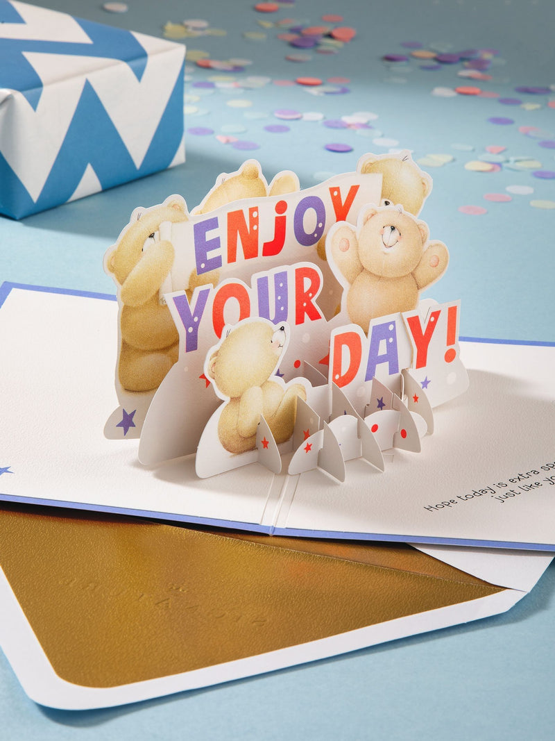 Hallmark Forever Friends 3D pop-up card, Blue Celebrate - British product